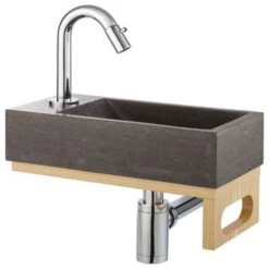 Atlantic Fonteinset Brody Links Zwart Natuursteen 36x18x9 Cm -Huishoudelijke Artikelen 123 1028