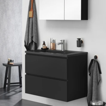 Tiger Badkamermeubelset Karlo 80cm Matzwart Met Zwarte Wastafel 8 Tiger Badkamermeubelset Karlo 80cm Matzwart Met Zwarte Wastafel - Afbeelding 6