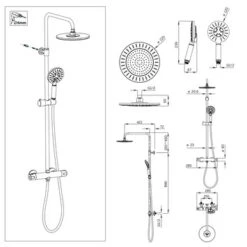 Tiger Regendoucheset Akcent Met Thermostatisch Kraan Zwart -Huishoudelijke Artikelen 123 1253
