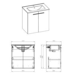 Atlantic Badmeubel Clara 60cm Twee Deuren Wit -Huishoudelijke Artikelen 123 1347