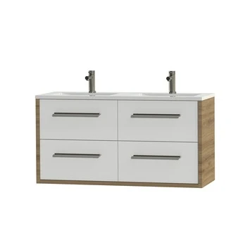 Tiger Badkamermeubel Boston 120cm Chalet Eik/wit Met Grepen RVS 5 Tiger Badkamermeubel Boston 120cm Chalet Eik/wit Met Grepen RVS - Afbeelding 3