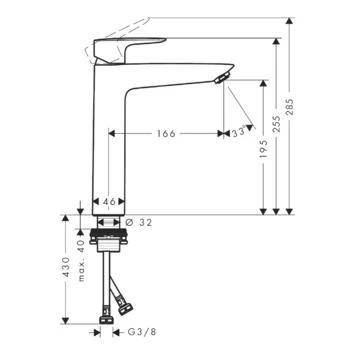 Hansgrohe Mysport XL Wastafelkraan Eengreeps Met Waste 4 Hansgrohe Mysport XL Wastafelkraan Eengreeps Met Waste - Afbeelding 2