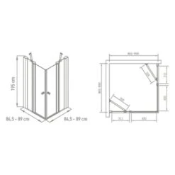 Van Marcke Hoover Douche Hoekinstap Met Draaideuren 90x90x195 -Huishoudelijke Artikelen 123 1531