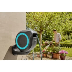 Gardena Wandslangenbox Roll-up 20 Meter Grijs Blauw -Huishoudelijke Artikelen 123 565