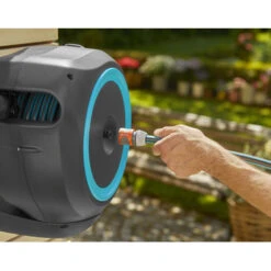 Gardena Wandslangenbox Roll-up 20 Meter Grijs Blauw -Huishoudelijke Artikelen 123 566